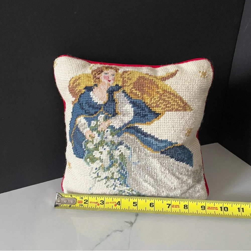 Blue Angel Needlepoint Holiday Pillow